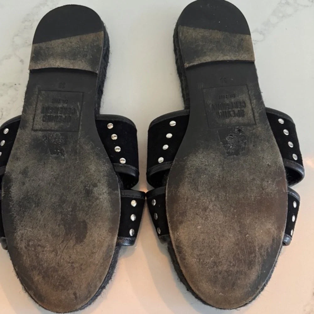 Opening Ceremony Black Suede Studded Crisscross‎ Espadrille Slides Sz 39 (8.5)